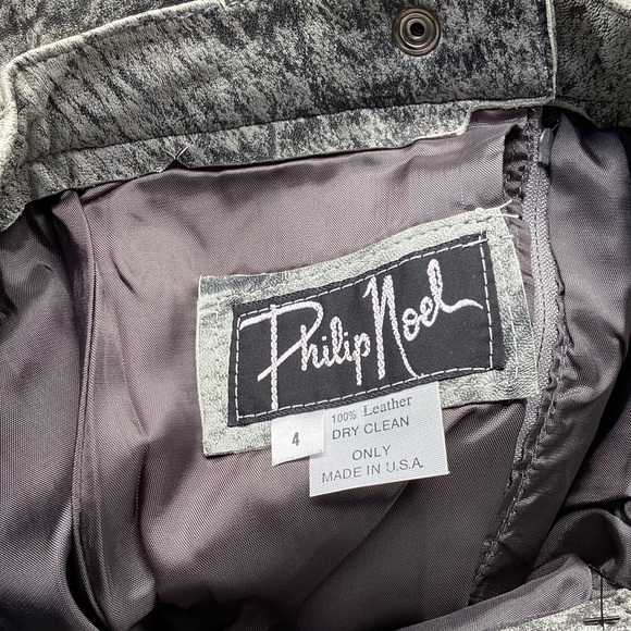 Vintage Phillip Noel Skirt Womens XS Grey Leather Abstract Print Pencil Retro - Picture 6 of 6